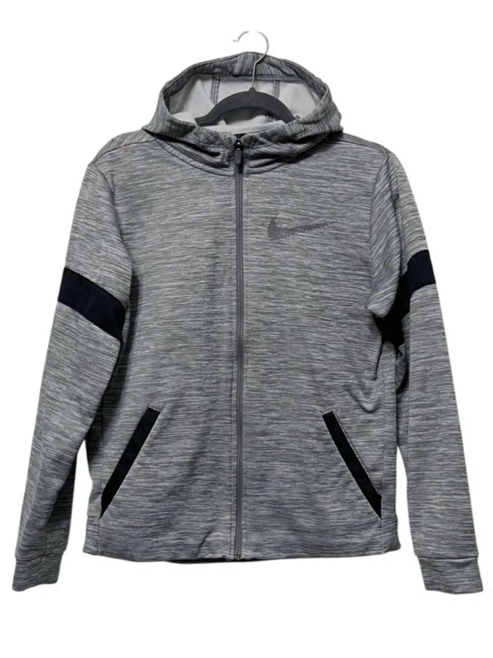 NIKE Youth Dominate Gray Dri-FIT Therma Full-Zip Hoodie XL